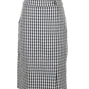 Ann Taylor pencil skirt blue gingham NWT size 8P